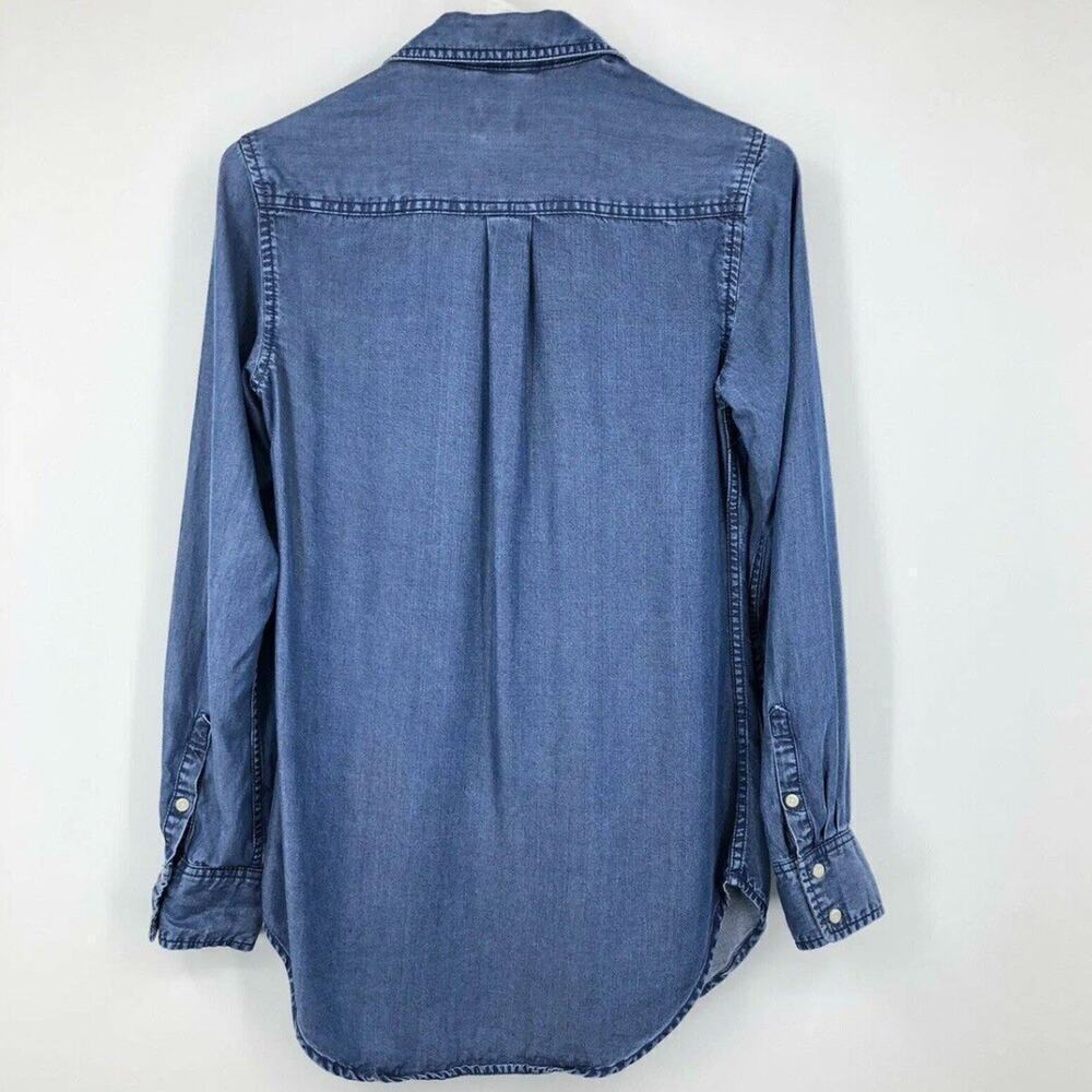 A New Day Women's 1/4 Button Popover Shirt XS Chambray Blue Long Sleeve Top - Picture 5 of 7